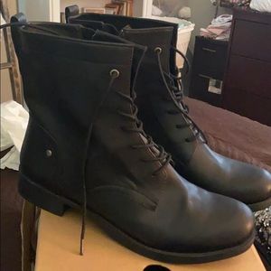 Black leather Nine West combat boots. NWT